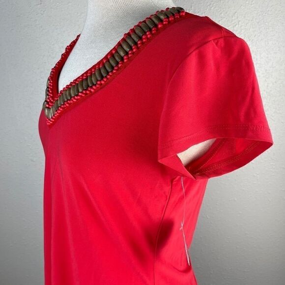 NWT Passports Red V-Neck Tunic Top Size M - Picture 5 of 9